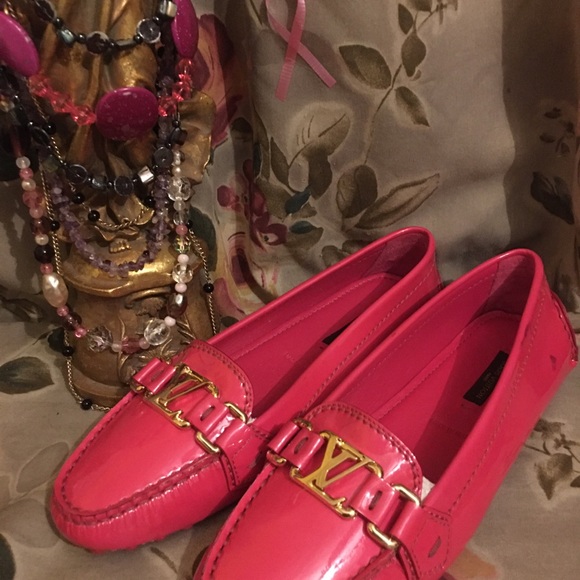 🎀 LOUIS VUITTON monogram LV Loafers Flats Pink Comfy! Walking, Car Shoes Flats - Picture 5 of 8